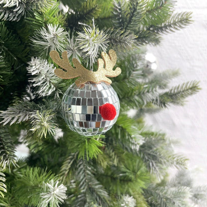 Mirror Elk Horn Christmas Ball Tree Decoration Pendant