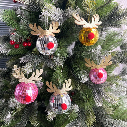Mirror Elk Horn Christmas Ball Tree Decoration Pendant