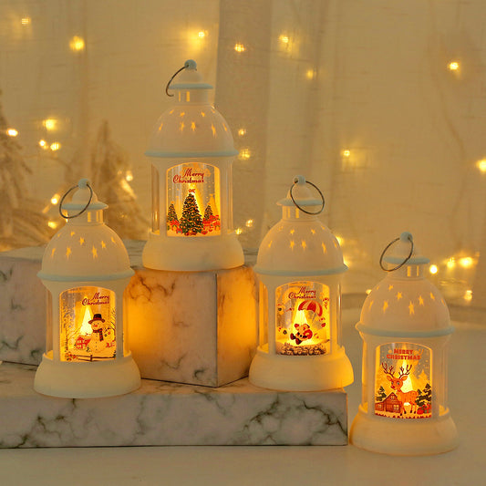 Christmas Decorative Cylinder Wind Light with Santa Snowman Designs